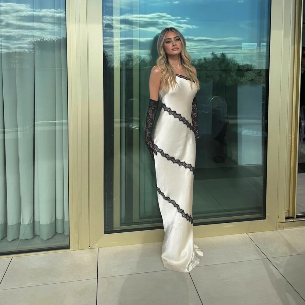 Shona Joy Camille Lace Asymmetrical Maxi Dress in Cream/Black - Picture 2 of 6